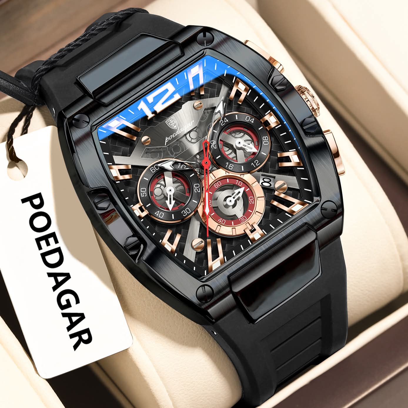 POEDAGAR 9051 Luxury For Men Watch - Black