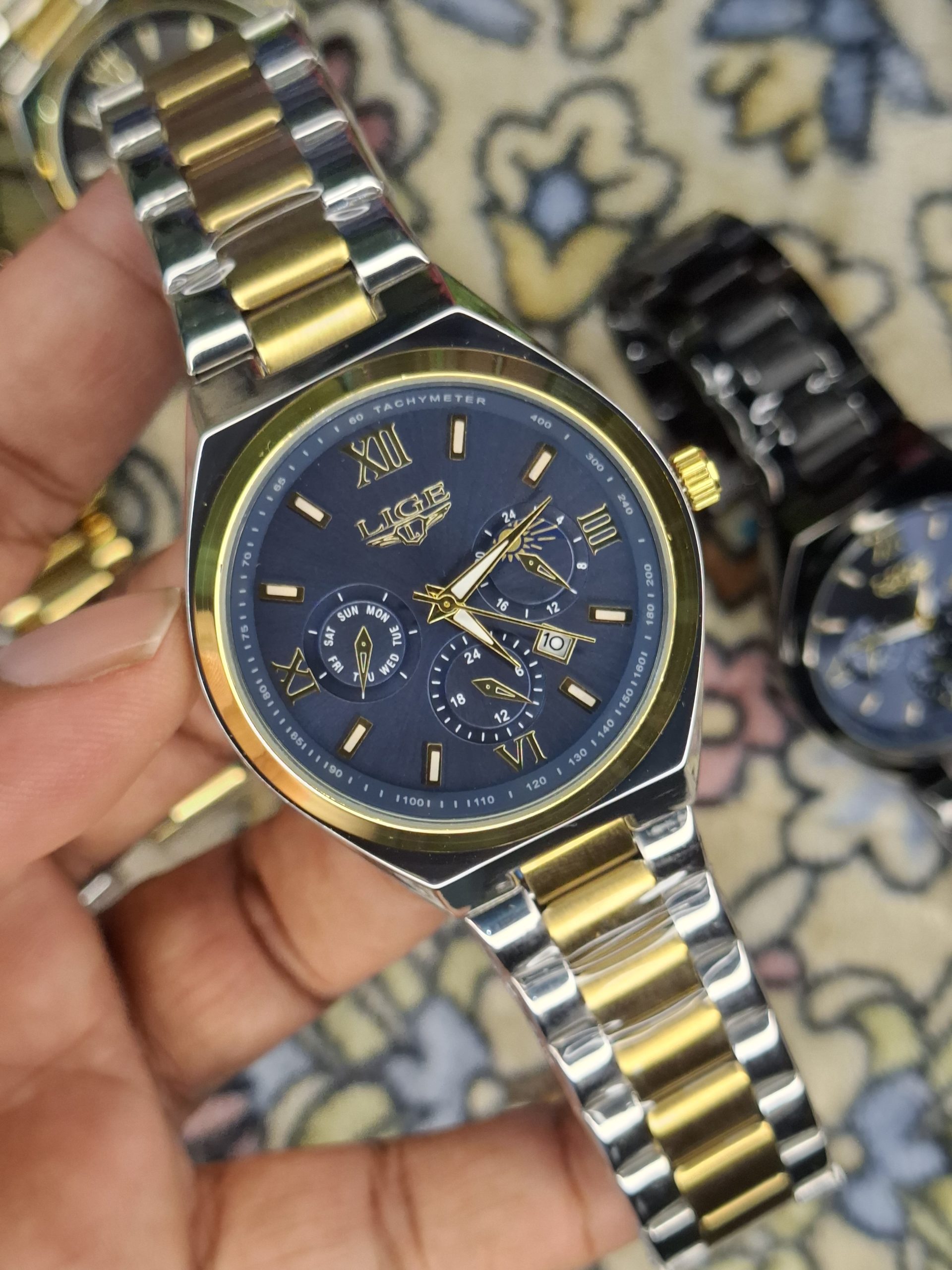 LIGE Fashion Quartz Watch for Men Color : T/ Blue