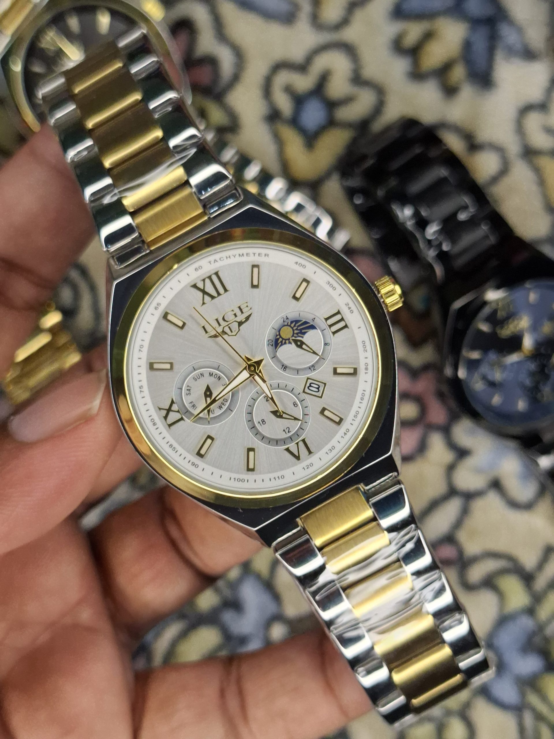 LIGE Fashion Quartz Watch for Men Color : T/ Silver