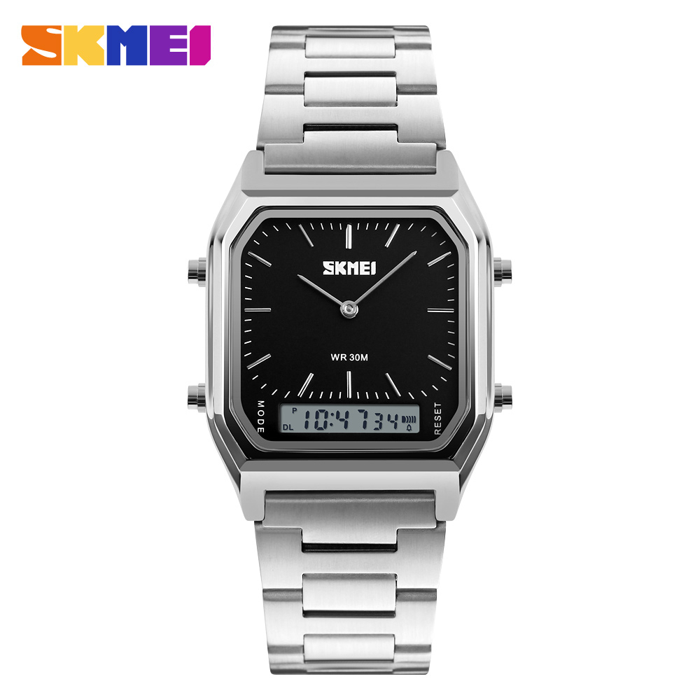 Skmei 1220 Dual Display Digital Watch – Silver Black