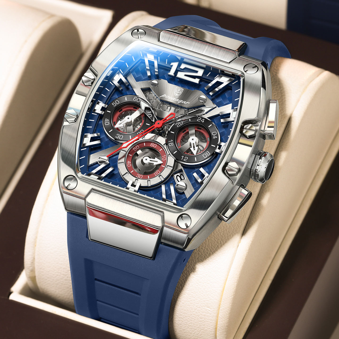 POEDAGAR 9051 Luxury For Men Watch - Silver Blue