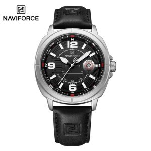 NAVIFORCE 8078 Men's High Quality Quartz Watches Color : Silver Black