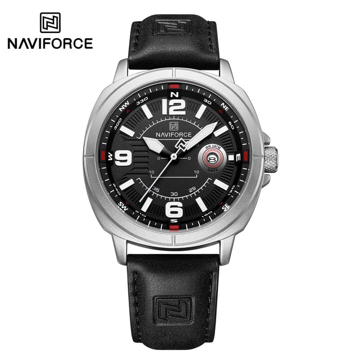 NAVIFORCE 8078 Men's High Quality Quartz Watches Color : Silver Black