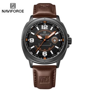 NAVIFORCE 8078 Men's High Quality Quartz Watches Color : Black Orange