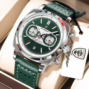 POEDAGAR 838 Luxury Fashion Men’s Quartz Watch – Silver Green
