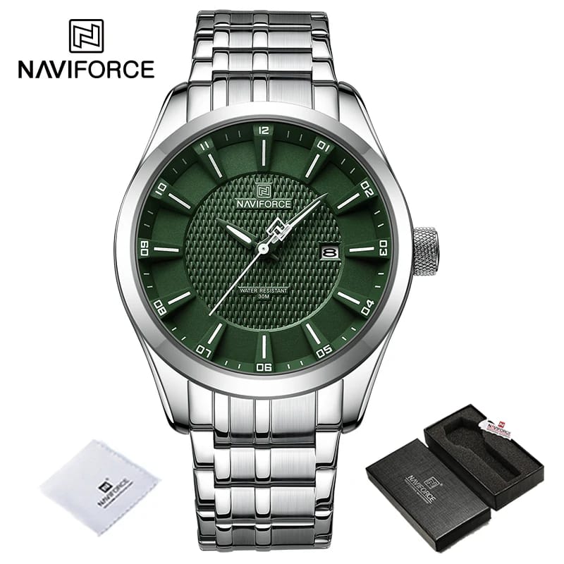 NAVIFORCE 8032 New Design Men Luxury Watch - Silver Green