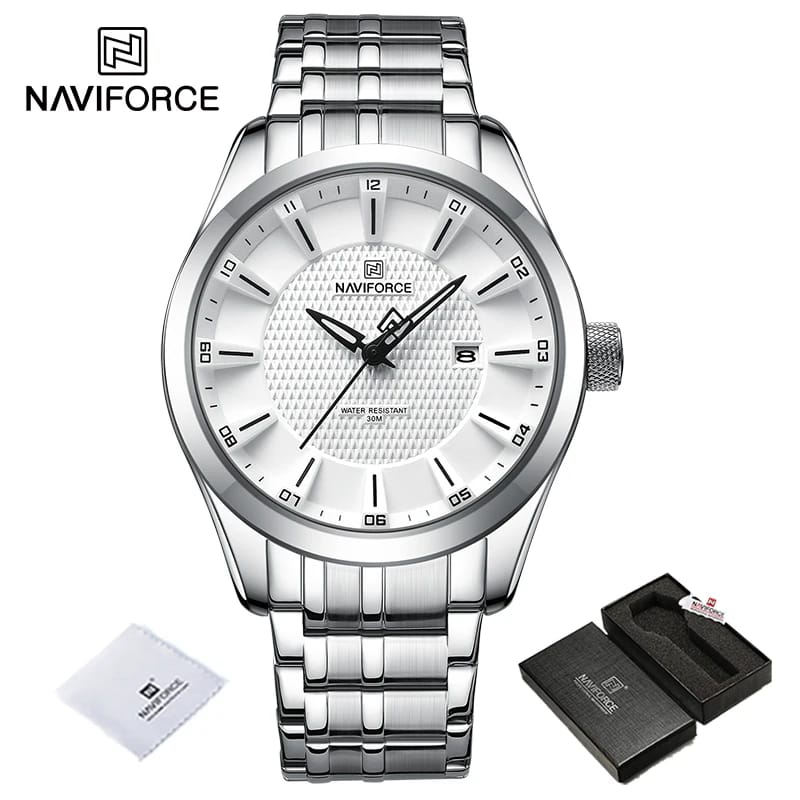NAVIFORCE 8032 New Design Men Luxury Watch - Silver