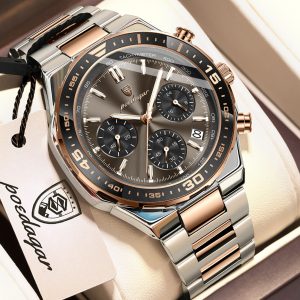 POEDAGAR 697 Luxury Fashion Chronograph Men’s Watch – Rose gold