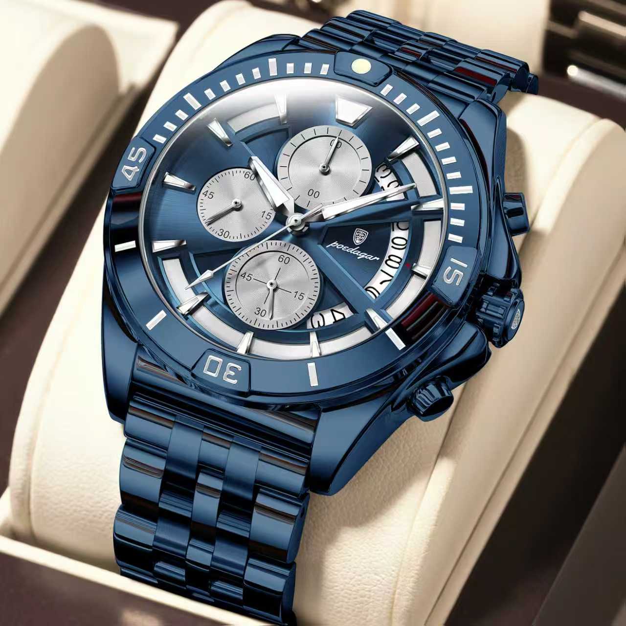 POEDAGAR 695 Luxury Fashion Chronograph Men’s Watch – Blue