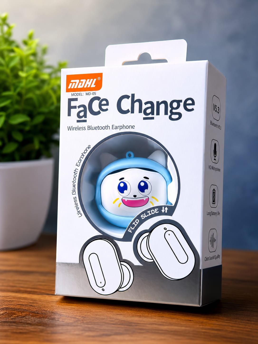 MDHL MD-05 Face Change Wireless Bluetooth Earphone Sky Blue