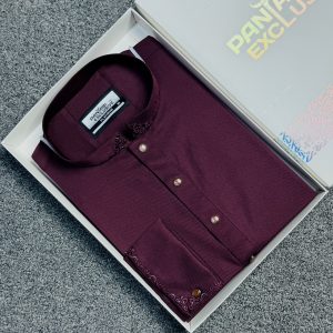 Premium Exclusive  Simple Emboidary 105 Panjabi Maroon