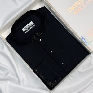 Premium Exclusive  Simple Emboidary  105 Panjabi Black