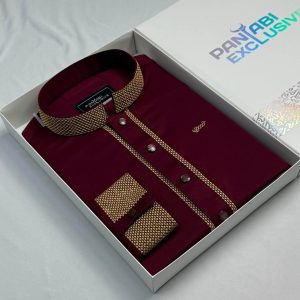 Luxury Emboydary Bamboo Panjabi 106 Marron
