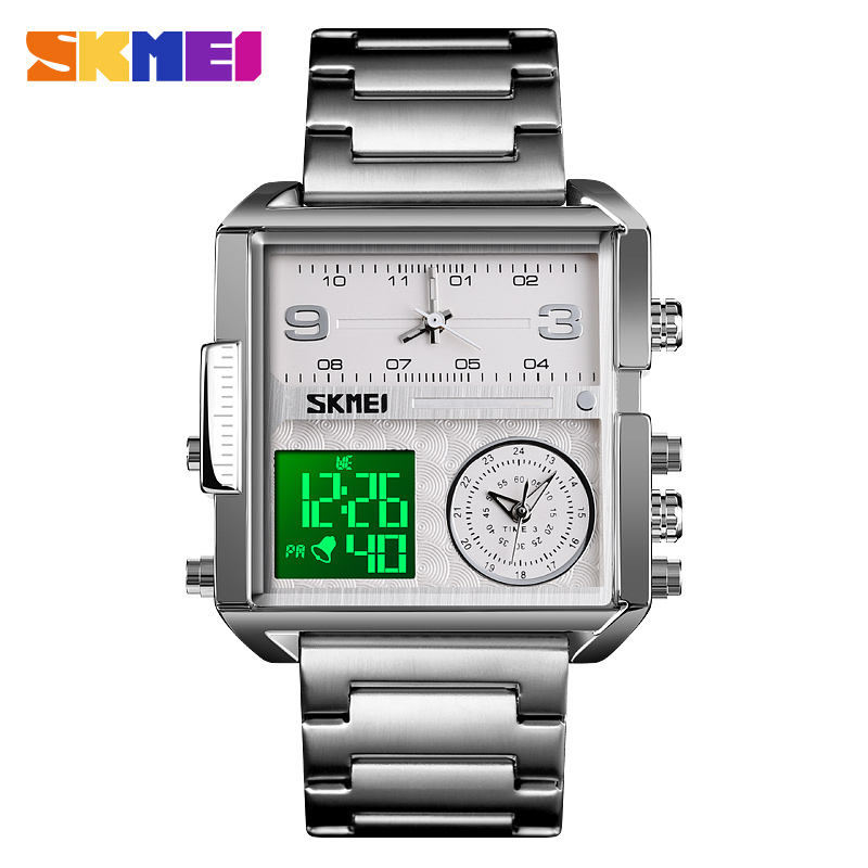 SKMEI 1584 Men's Digital Quartz Watch, Silver