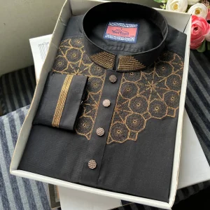Signature Embroidery Panjabi -107 Black
